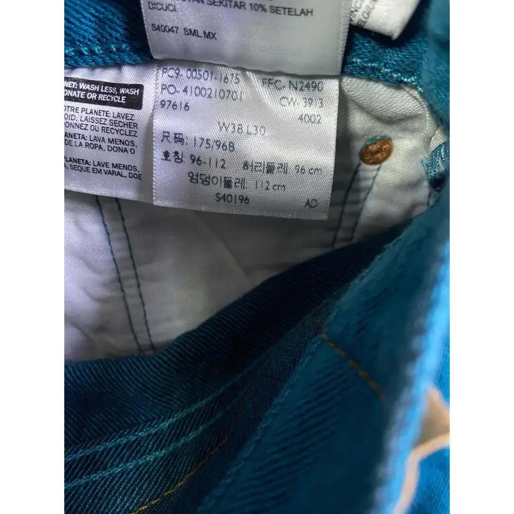 Levis 501 XX Jeans Men 38x30 36x30 Turquoise Original Fit Straight Button Fly